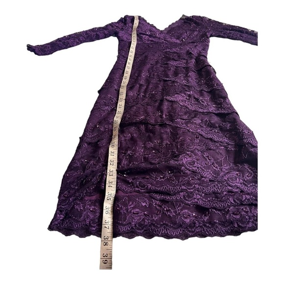 Cache Purple Sequin Lace V-Neckline Fitted Special Occasion Dress Womens Size 2 - Picture 7 of 15